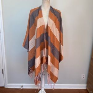Be Clever Brown Caramel Pink Poly Ruana Wrap